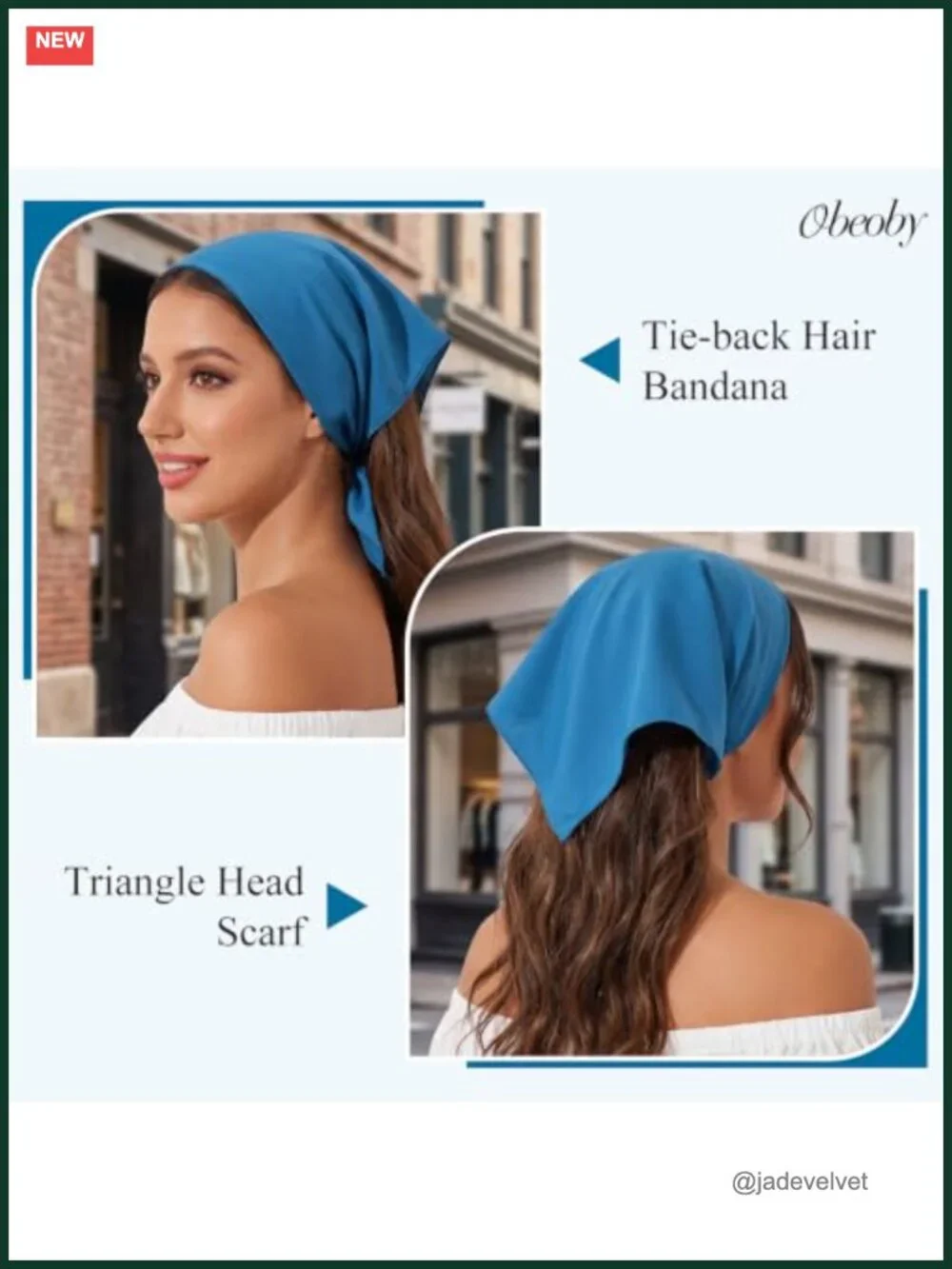 Triangle Head Scarf 4 Pack Soft Polyester Bandana Hair Wrap for Women